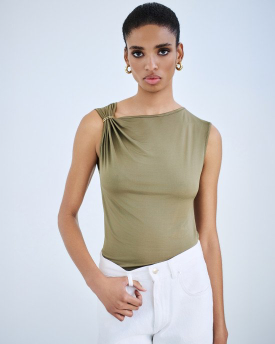 Sleeveless olive top