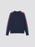Navy Sweater with Rainbow Stripe