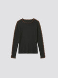 Black Sweater with Brown Trims