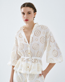 Broderie shirt with a mandarin collar