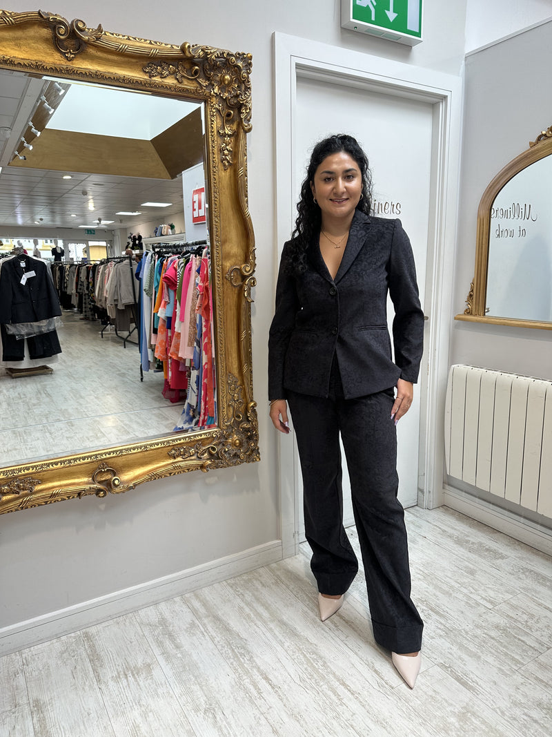 Black suedette blazer with animal imprint