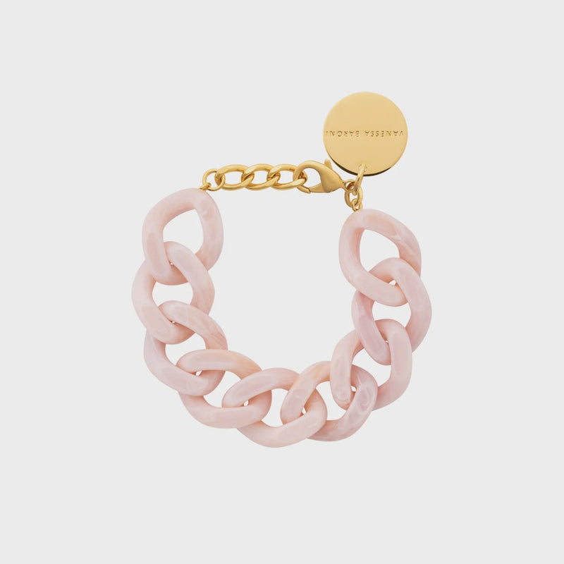 Flat chain bracelet in rose marble