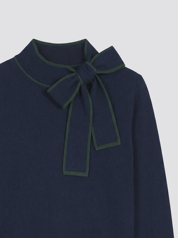 Navy & Green Bow Jumper