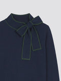 Navy & Green Bow Jumper