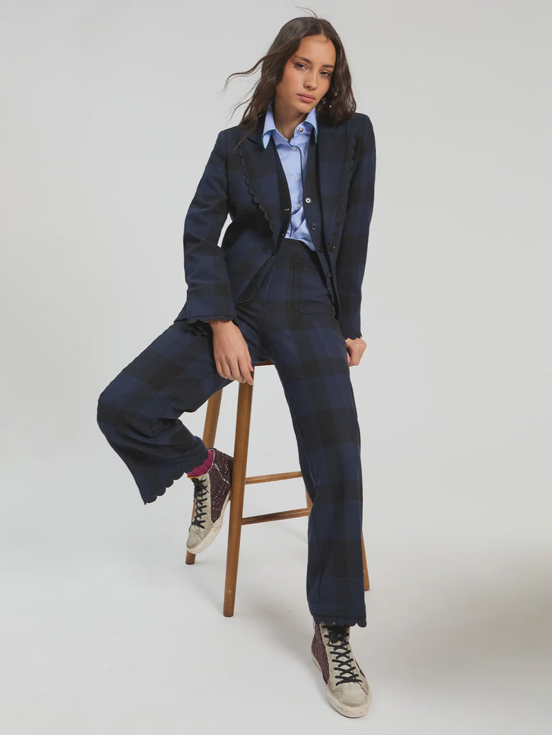 Navy Black Gingham Jacket