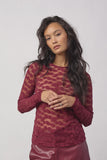 Round neck mesh top with spot pattern