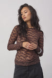 Mesh top in brown with spot pattern all over
