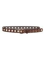 Brown suedette belt with rivet detail in gold
