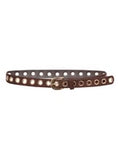 Brown suedette belt with rivet detail in gold
