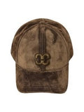 Peaked cap in dark khaki velvet