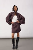 Military style mini skirt in brown