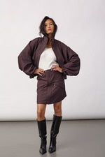 Military style mini skirt in brown