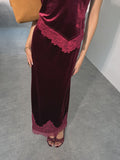 Maeva burgundy velvet skirt