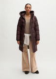 Quilted down coat in black cherry