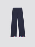 Navy Knit Trousers With Embroidered Stars