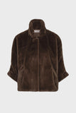 Coat, poncho faux fur coffee