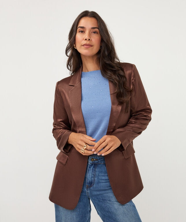 Blazer shiny coffee
