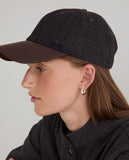 Peaky  cap in brown tweed with faux leather visor