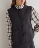 Wool blend buttoned vest in dark grey