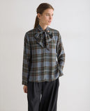 Yerse Check Pussy Bow Blouse