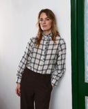 Check Shirt with Frill Collar