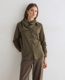 Khaki Top with Neck Scarf