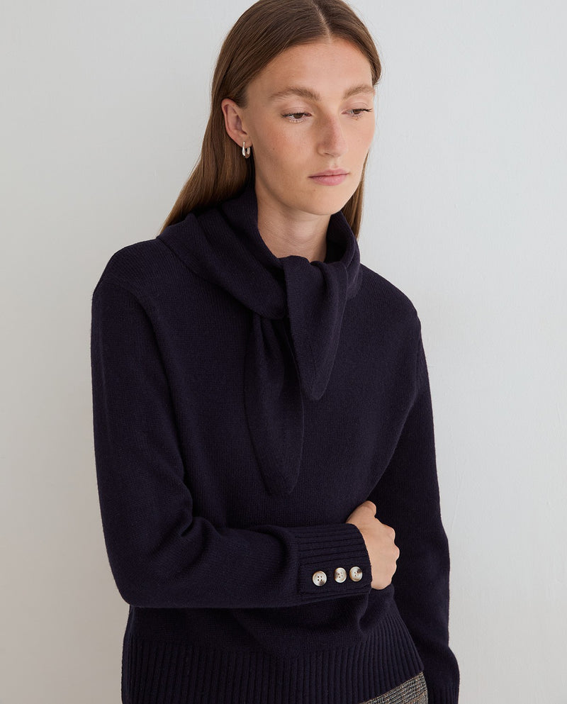 Navy Sweater with scarf