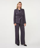 Charcoal floaty trousers with leopard imprint