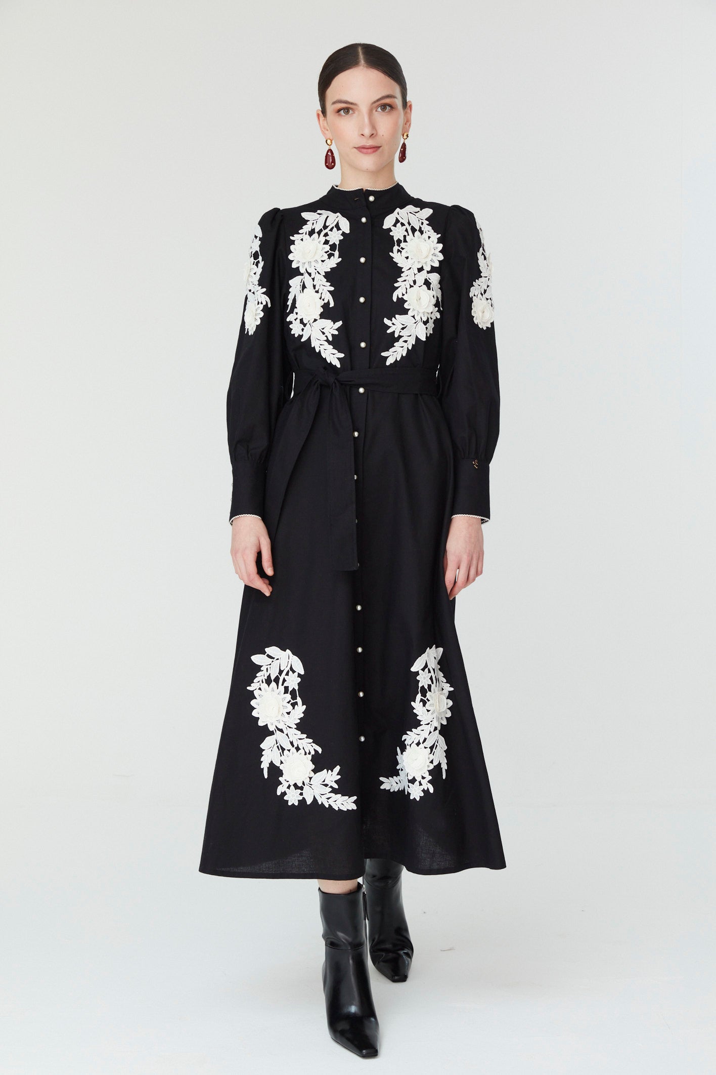 Jemima Dress in Black and Ivory