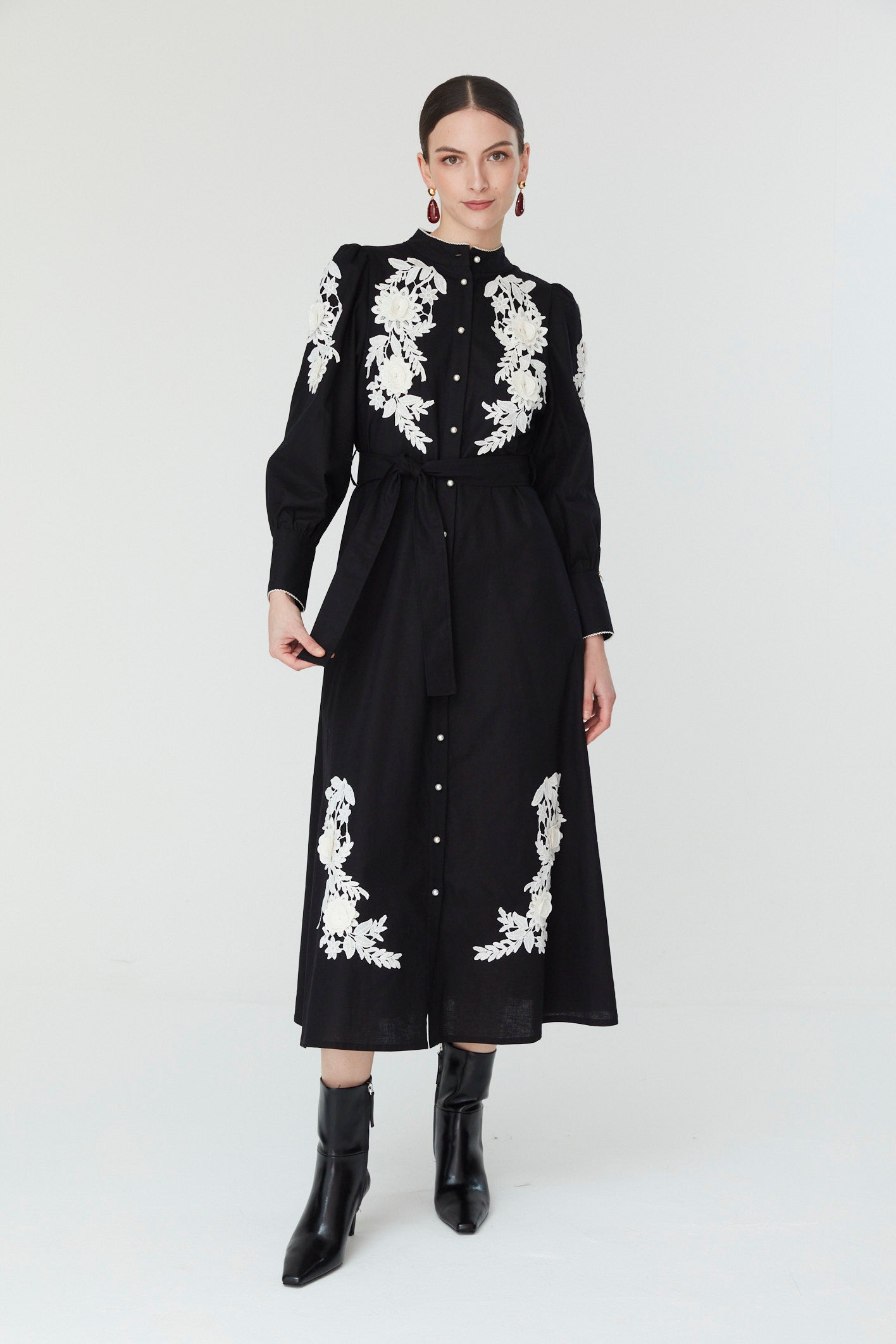 Jemima Dress in Black and Ivory