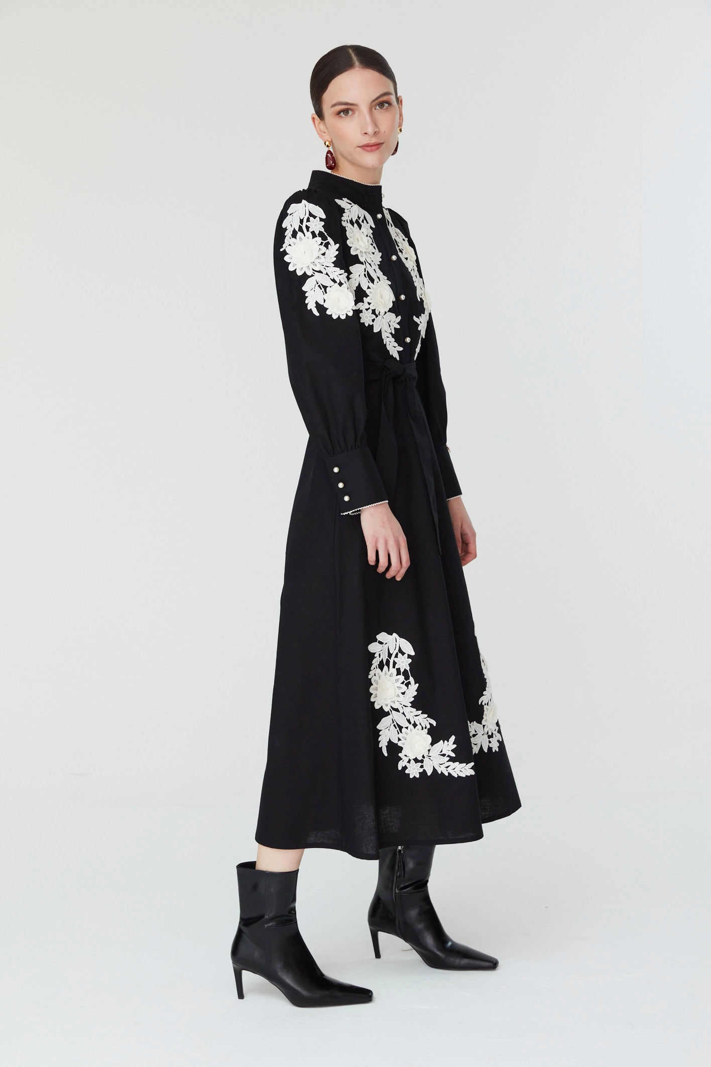 Jemima Dress in Black and Ivory