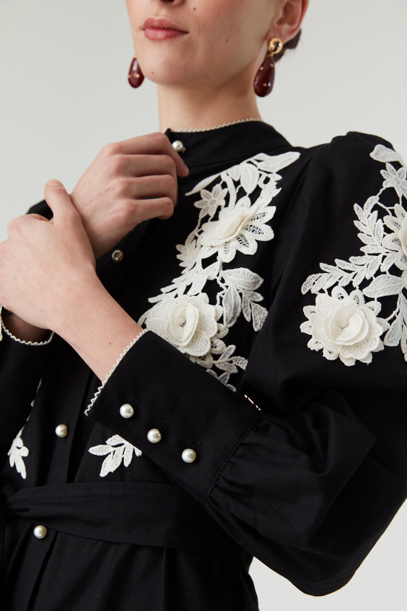 Jemima Dress in Black and Ivory