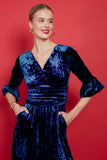 Leslie Dress in Blue Velvet
