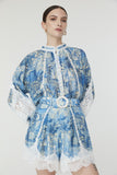 Mira Blouse in Blue Floral Print