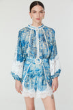 Mira Blouse in Blue Floral Print