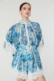 Mira Blouse in Blue Floral Print