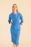 Aria Dress in Blue Jacquard