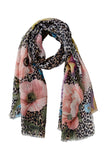 Oui Leopard and Floral Scarf