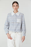 Rena Blouse in Blue and White Print