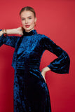 Yana Maxi Dress in Navy Velvet