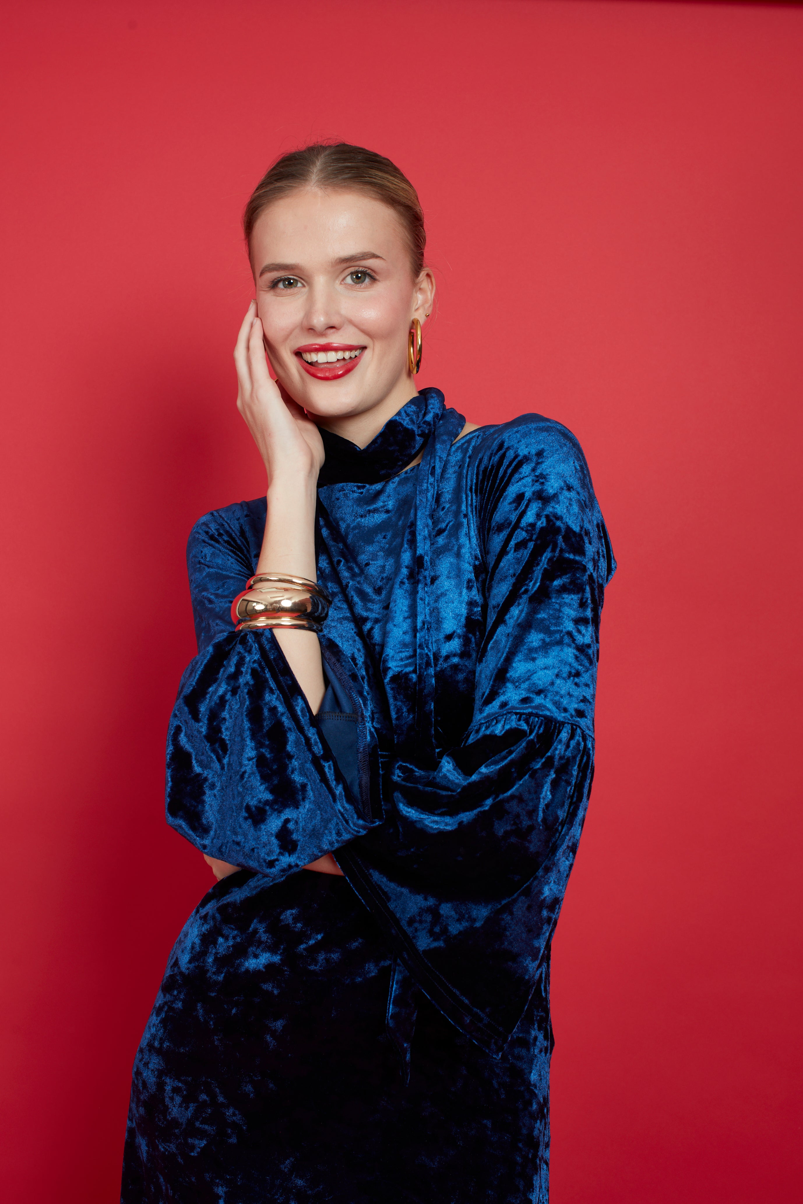 Yana Maxi Dress in Navy Velvet