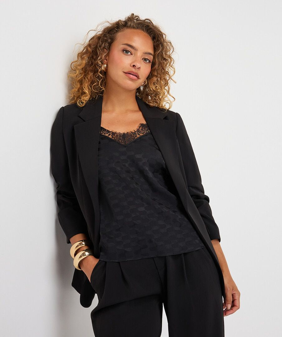 Black Blazer with ruched Sleeves