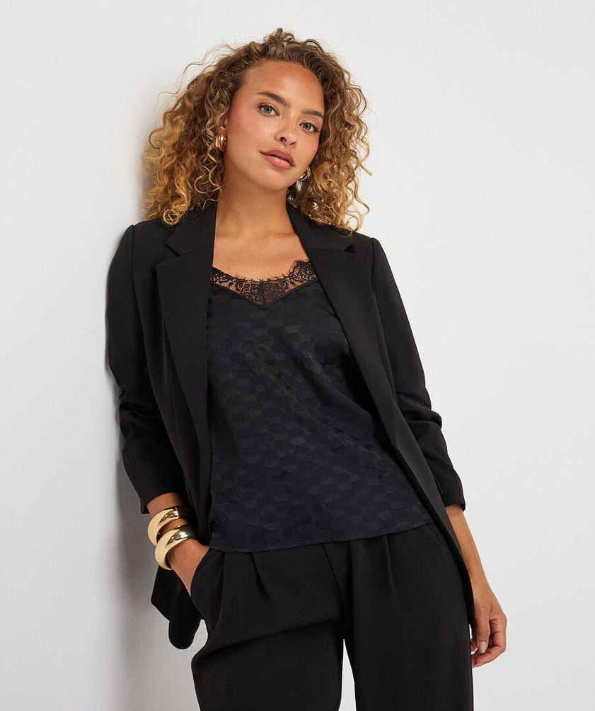 Black Blazer with ruched Sleeves