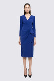 Blue Vneck Dress with Ruffle