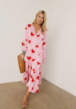 Pink Hearts Hazel Wrap Dress