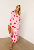 Pink Hearts Hazel Wrap Dress