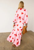 Pink Hearts Hazel Wrap Dress