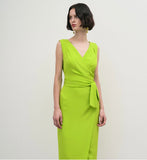 Wrap Dress with Open Back in Apple Green