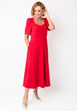 Livia Scallop Dress in Red