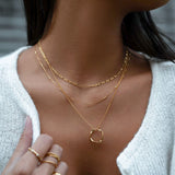 Open Circle Three Row Necklace - Gold